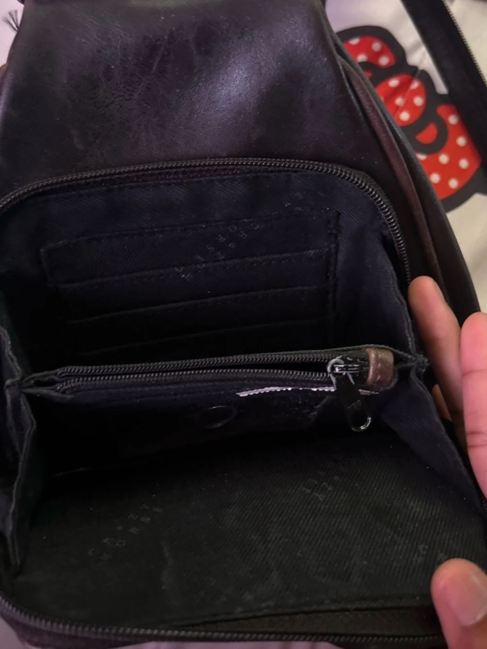 Liz Claiborne Dark Brown Leather Backpack with Brass Plate